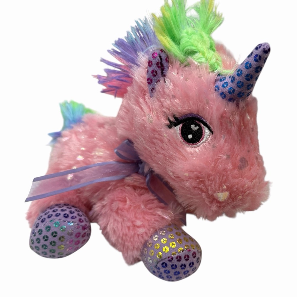 Homerbest Plush Unicorn 9" Pink Sparkly Rainbow Mane‎ & Tail